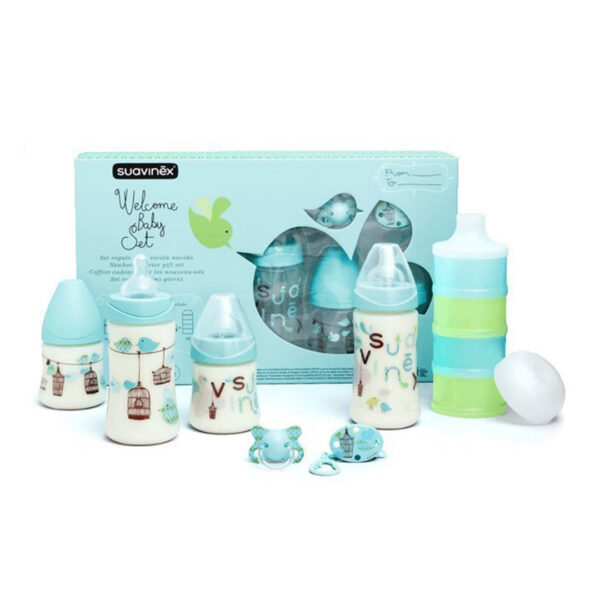 ست 7 تکه شیشه شیر +0 با جریان آهسته (آبی) سواوینکس suavinex