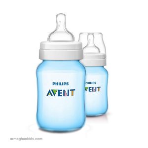 شیشه شیر طلقی 1+ ماه کلاسیک پلاس فیلیپس اونت Philips Avent آبی ظرفیت 260 میلی لیتر بسته دو عددی
