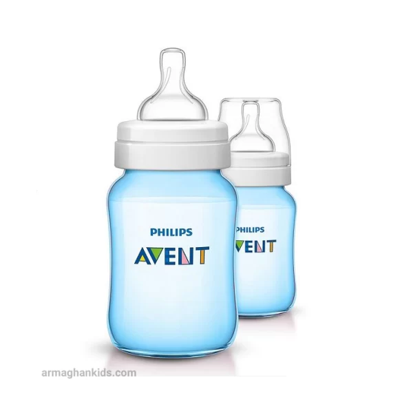 شیشه شیر طلقی 1+ ماه کلاسیک پلاس فیلیپس اونت Philips Avent آبی ظرفیت 260 میلی لیتر بسته دو عددی