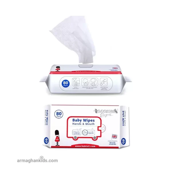 Babisil-Baby-Antibacterial-Wipes-1 دستمال مرطوب و استریل کننده بی بی سیل Babisil بسته 80 عددی