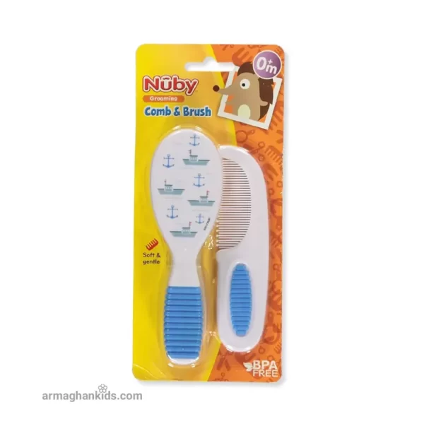 Nuby-Comb-Brush-Set-Blue-1 ست شانه و برس نابی NUBY آبی