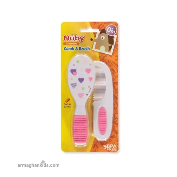 Nuby-Comb-Brush-Set-pink-1 ست شانه و برس نابی NUBY صورتی