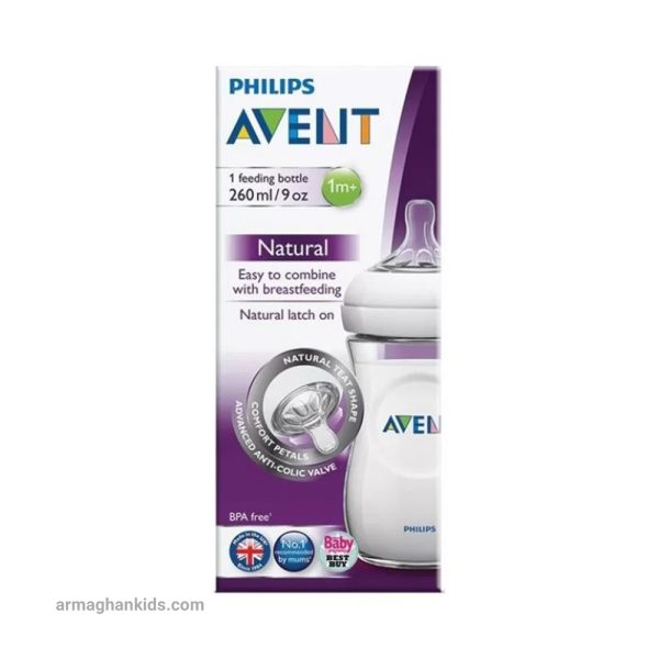 شیشه شیر طلقی 1+ ماه نچرال فیلیپس اونت philips avent ظرفیت 260 میلی لیتر