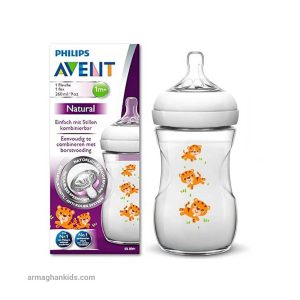 شیشه شیر طلقی +1 ماه نچرال التراسافت فیلیپس اونت Philips Avent طرح ببر 260 میلی لیتر