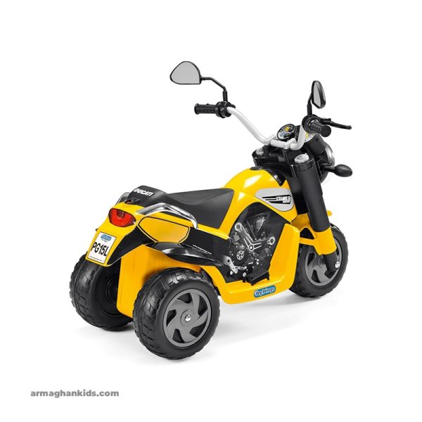 موتور سه چرخ دوگاتی زرد پگ پرگو Peg-Perego Scrambler Ducati