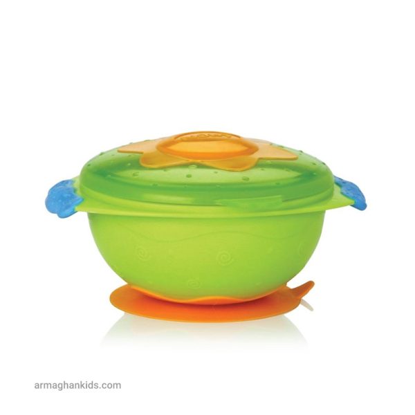 کاسه درب دار چسبان 9+ ماه نابی NUBY ظرفیت 300 میلی لیتر سبز