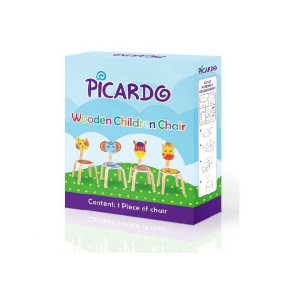 صندلی چوبی پیکاردو مدل گربه با طرح‌های زیبا و جذاب مناسب برای غذا خوردن، بازی و نقاشی و سرگرمی کودکان