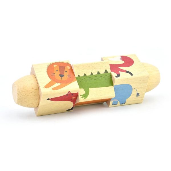 پازل چرخشی چوبی حیوانات پیکاردو دارای چهار طرح از حیوانات مختلف است