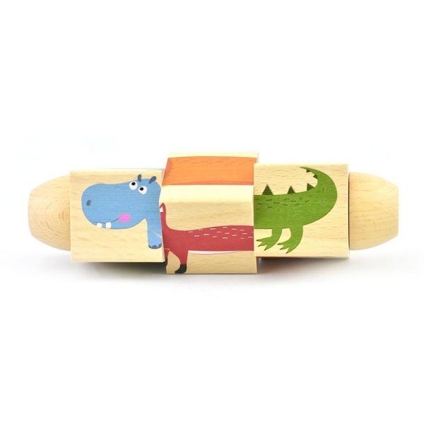 پازل چرخشی چوبی حیوانات پیکاردو دارای چهار طرح از حیوانات مختلف است