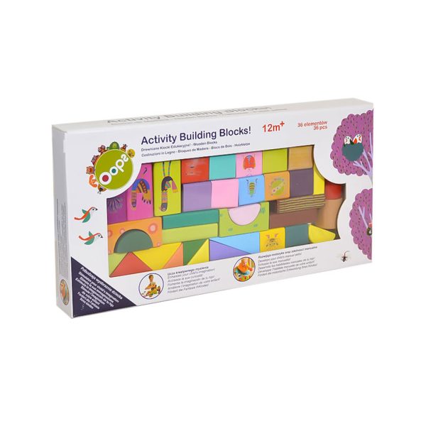 انواع اسباب بازی و سرگرمی فکری و آموزشی کودکان، بلوک ساختنی چوبی 36 قطعه اوپس Oops سری حیوانات و انواع پازل، لگو و بلوک ساختنی