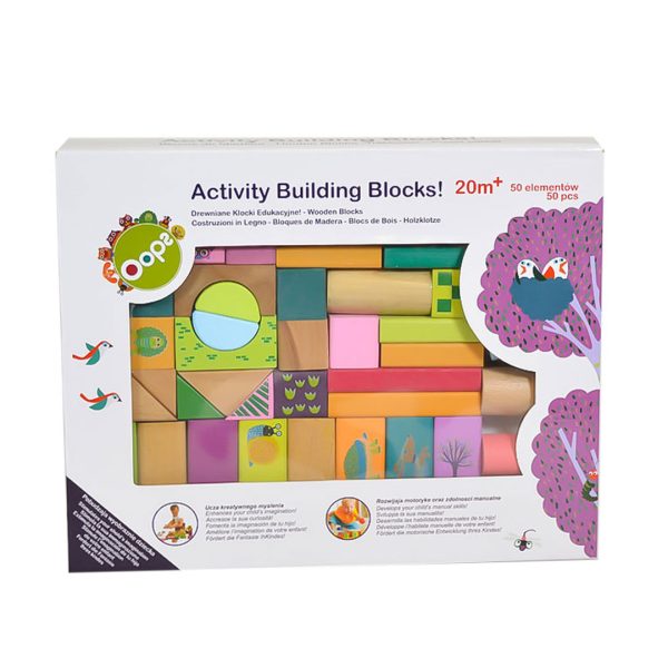 بلوک ساختنی چوبی 50 قطعه اوپس Oops سری حیوانات - انواع پازل، لگو و بلوک ساختنی- اسباب بازی و سرگرمی فکری و آموزشی کودک و نوزاد