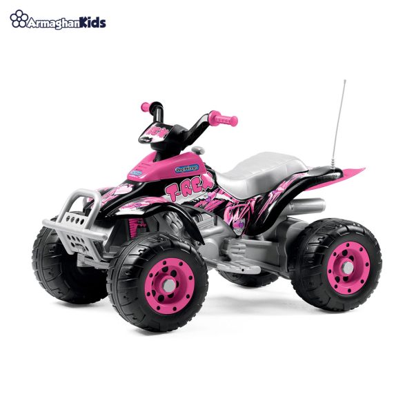 PegPerego-Corral-T-Rex-Pink-1 خرید آنلاین و حضوری موتور شارژی چهار چرخ ATV پگ پرگو دخترانه | سیسمونی ارمغان کیدز