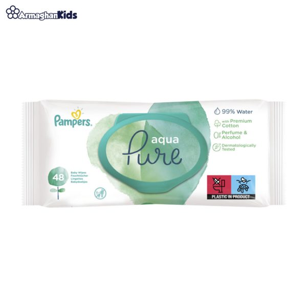 pampers-aqua-pure خرید آنلاین و حضوری دستمال مرطوب آکوا پیور پمپرز 48 عددی | سیسمونی ارمغان کیدز