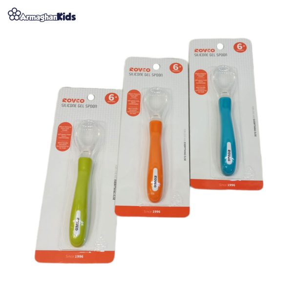 خرید حضوری و آنلاین قاشق سیلیکونی غذاخوری کودک رووکو Rovco در فروشگاه سیسمونی ارمغان