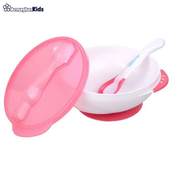 خرید حضوری و آنلاین ظرف غذای کودک چسبان بهمراه قاشق حرارتی کیدزمی | فروشگاه سیسمونی ارمغان