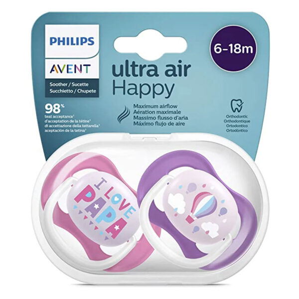 قیمت و خرید پستانک سیلیکونی 6 تا 18 ماه Philips Avent طرح I love Papa در فروشگاه سیسمونی ارمغان کیدز (ارمغان کودک پارک ملت)