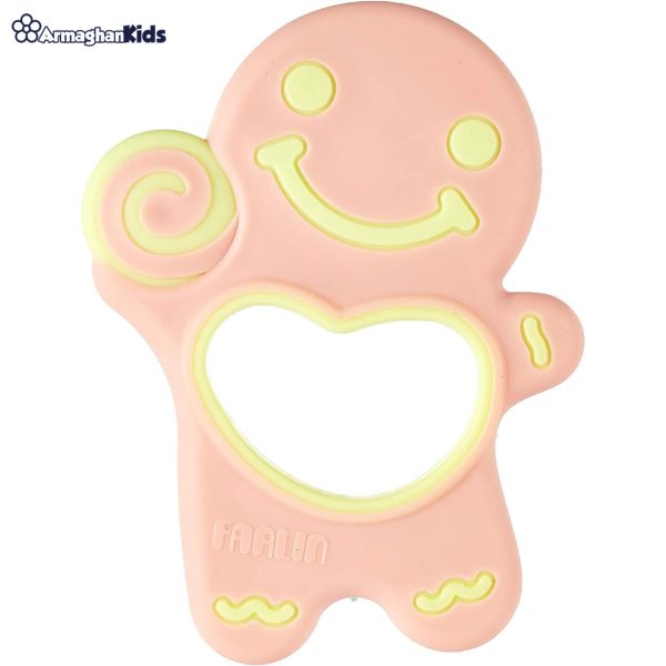farlin-gingerbread-man-teether-pink-1 خرید آنلاین و حضوری دندانگیر سیلیکونی فارلین در فروشگاه سیسمونی ارمغان کودک