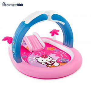 خرید آنلاین و حضوری استخر بادی سرسره دار اینتکس طرح کیتی - Intex Hello Kitty Water play centre در فروشگاه سیسمونی ارمغان کودک