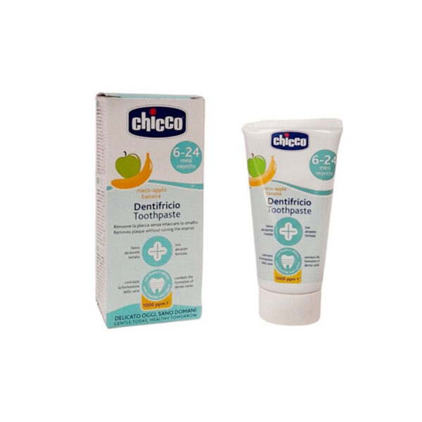 chicco-dentifricio-toothpaste-apple-banana قیمت و خرید خمير دندان طعم مخلوط میوه 1 تا 5 سال چیکو Chicco در فروشگاه سیسمونی ارمغان کودک - کیدز