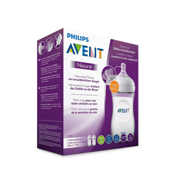 قیمت و خرید شیشه شیر طلقی 1+ ماه نچرال فیلیپس اونت philips avent ظرفیت 260 میل دو عددی در فروشگاه سیسمونی, پوشاک و اسباب بازی کودک و نوزاد ارمغان کیدز