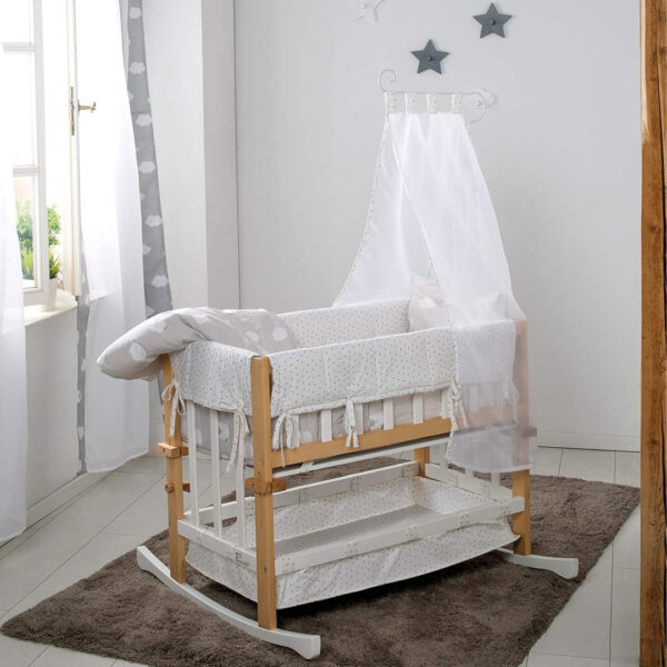 تخت و گهواره چوبی روبا محصول آلمان چوب خود رنگ راش 4 در یک