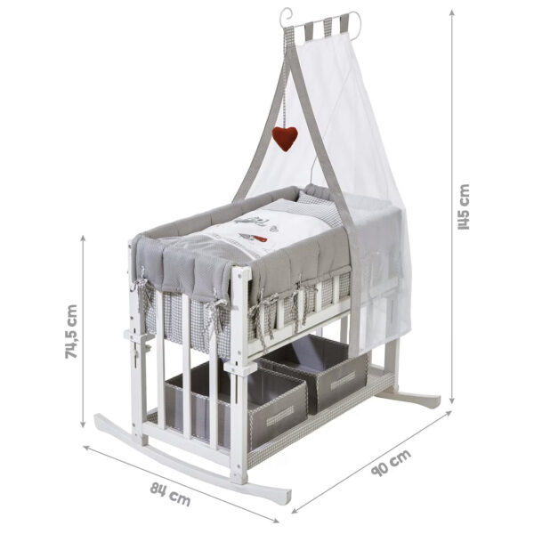 تخت و گهواره چوبی روبا محصول آلمان چوب خود رنگ راش 4 در یک