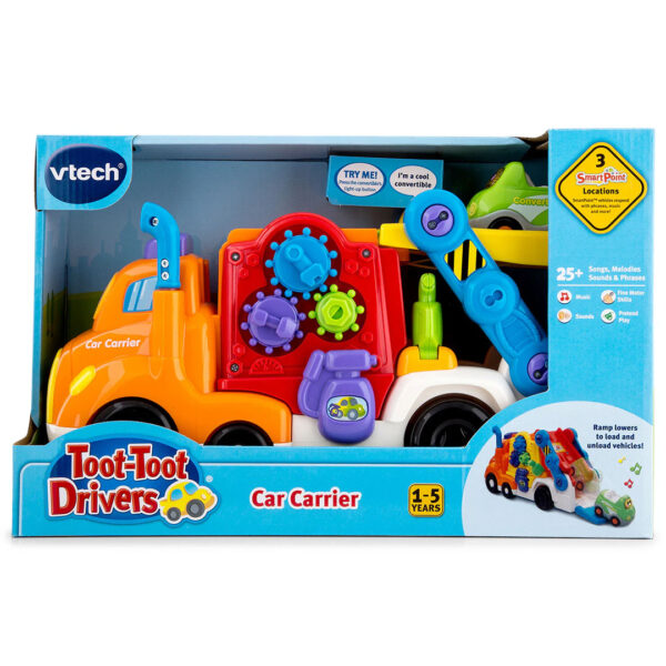 قیمت و خرید ماشین بازی آموزشی وی تک مدل Vtech Toot Toot Drivers Car Carrier در فروشگاه سیسمونی ارمغان کیدز ( ارمغان کودک پارک ملت )