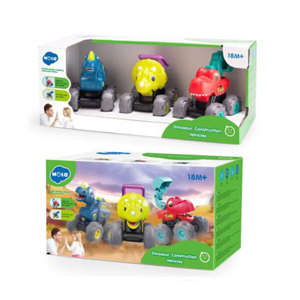 hola-dinosaurs-construction-vehicle-01 قیمت و خرید اسباب بازی ماشین دایناسور 3عددی هولا تویز کد E7973 در فروشگاه سیسمونی ارمغان کیدز ( ارمغان کودک پارک ملت )
